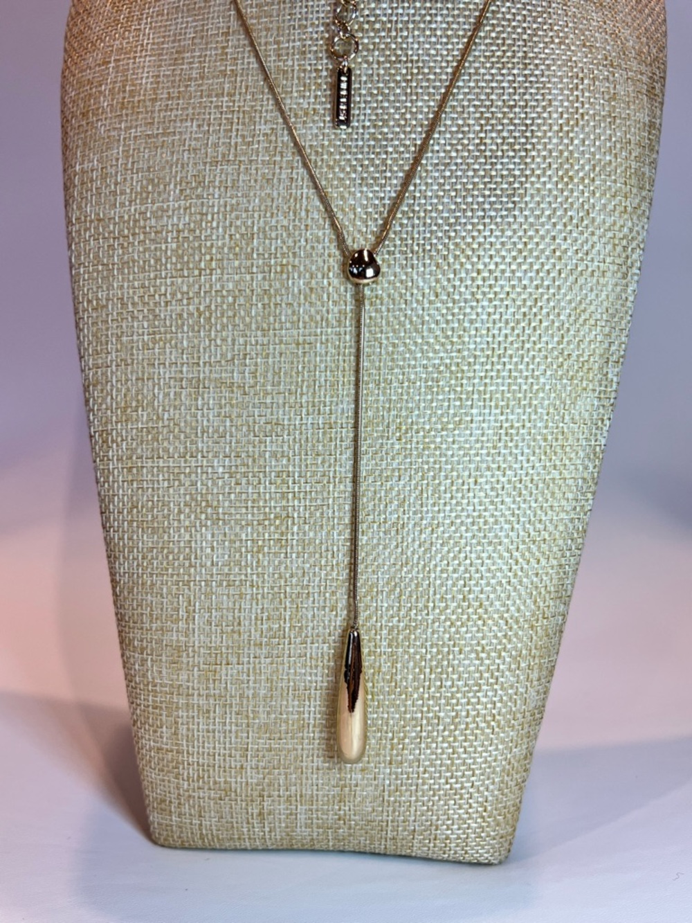 Nine West NWOT Classy Dainty Gold Plated Y-Necklace with Adjustable Lariat Drop - Picture 3 of 8